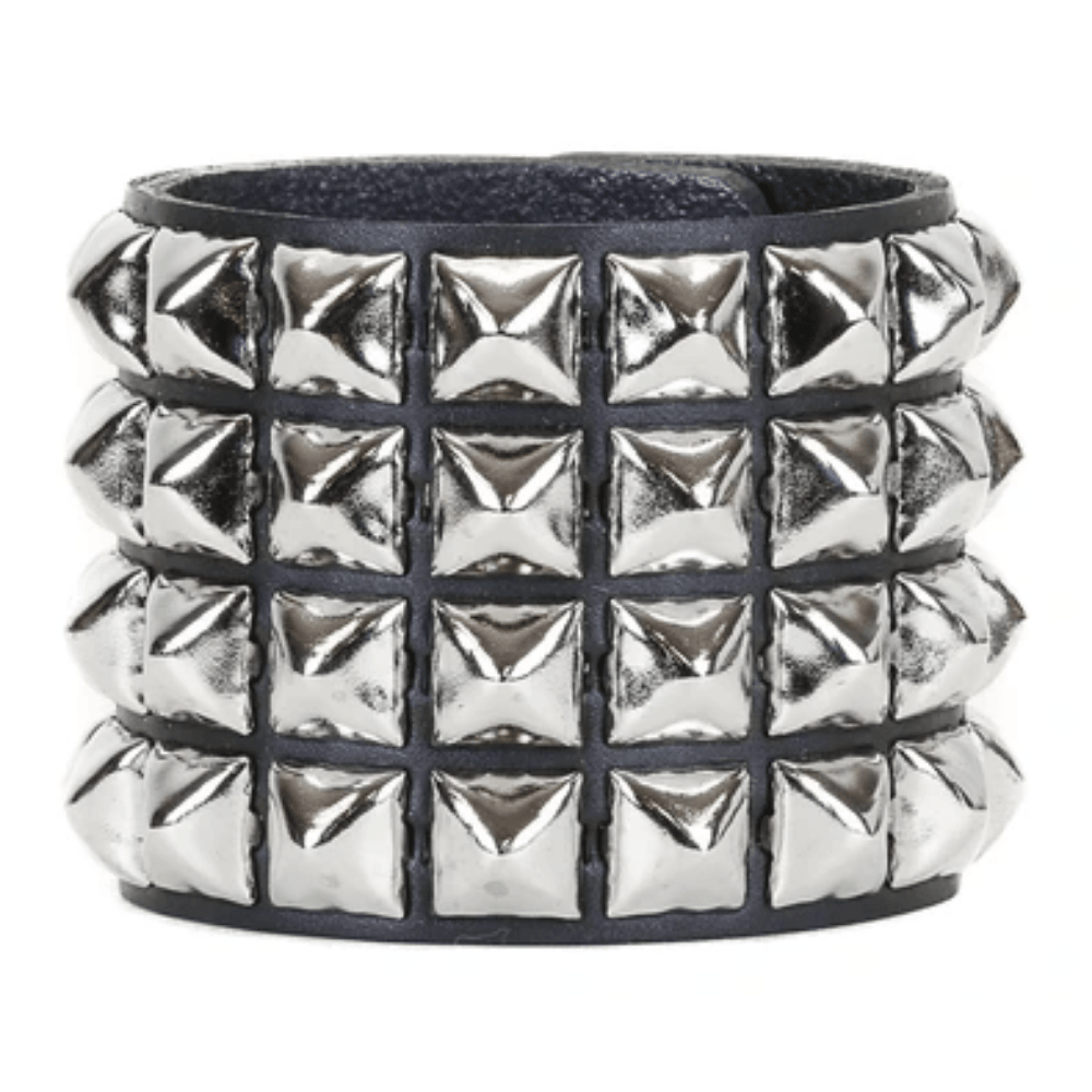 Overkill Quad Pyramid Studded Snap Bracelet