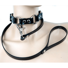 Black Vinyl Collar & Leash Set