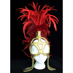 Red Coque Feather Mohawk Headpiece