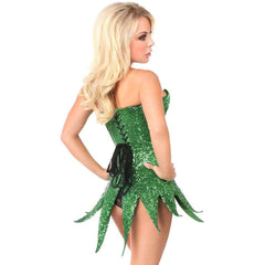 Top Drawer Green Sequin Steel Boned Corset