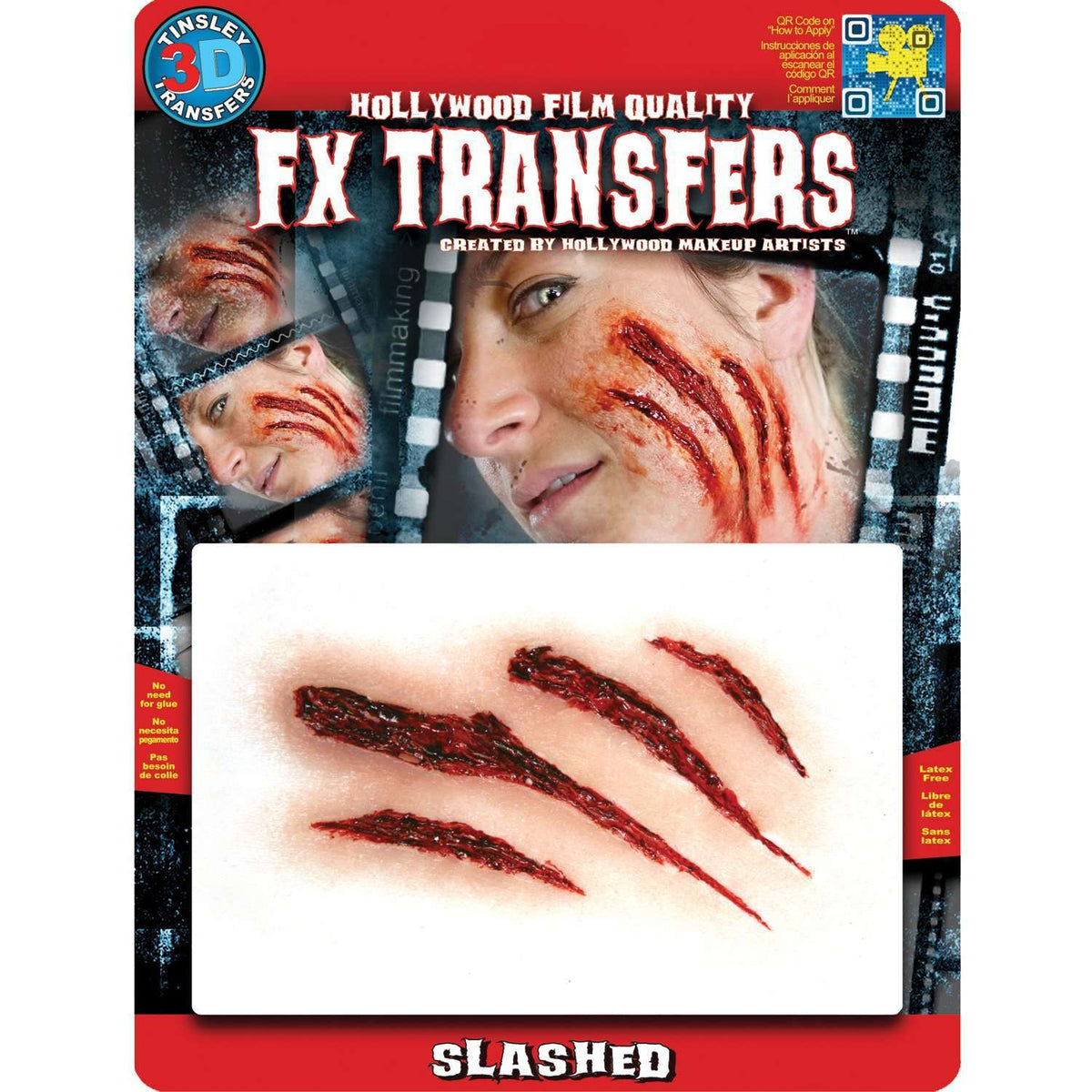 Tinsley Slashed Face Claw Marks FX Water Transfer Prosthetic