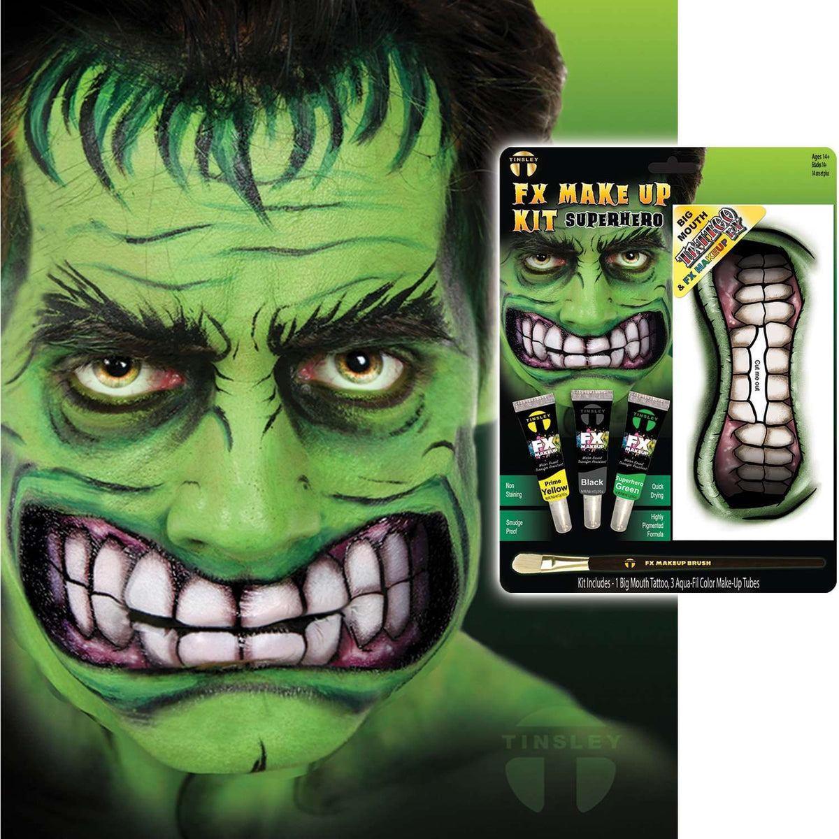 Tinsley Superhero Makeup Complete Kit w/  Mouth Tattoo