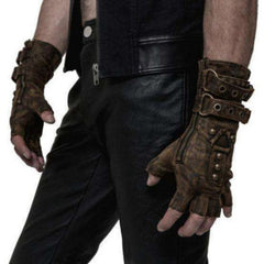 Brown Fingerless Steampunk Gloves