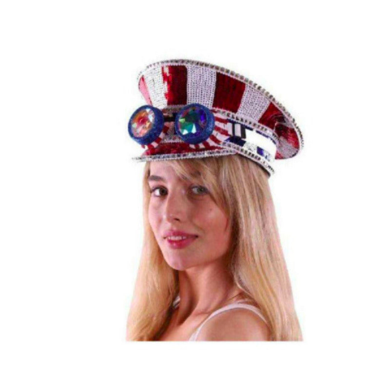 American Flag Sequin Fisherman Hat & Goggles