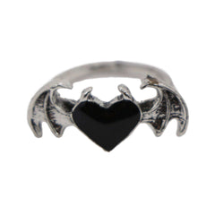 Bat Wing Heart Stone Ring