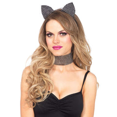 Rhinestone Cat Ear Headband & Choker