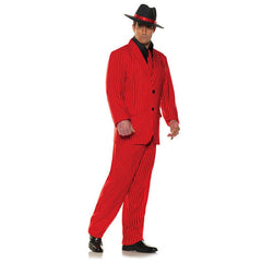 Red Pinstripe Mobster Suit Men's Adult Costume