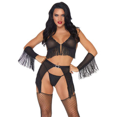 Ride 'Em Cowgirl 4pc Black Lingerie Set