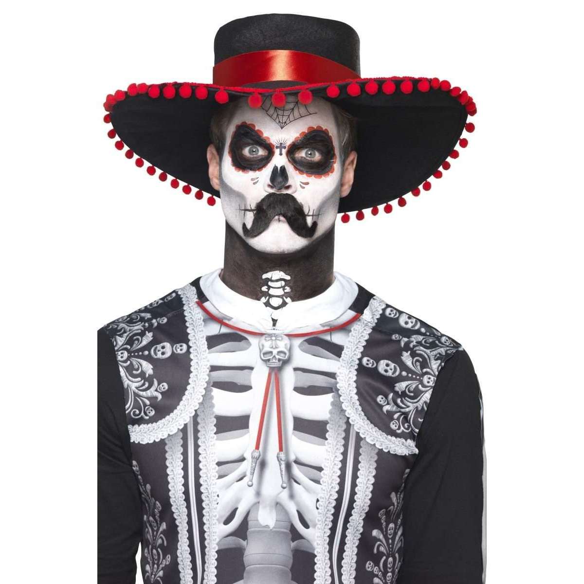 Day Of The Dead Senor Bones Makeup Kit w/ Transfers, Face Paint, Pencil, Moustache & Applicators.