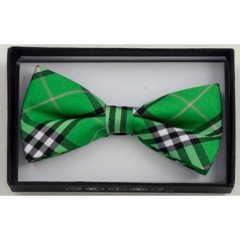 Green Plaid Checker Bow Tie