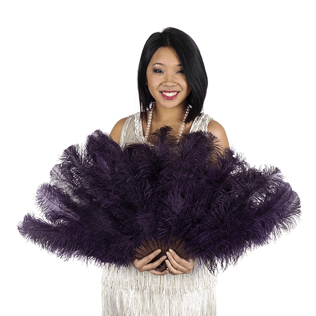 Plum Ostrich Floss Fan