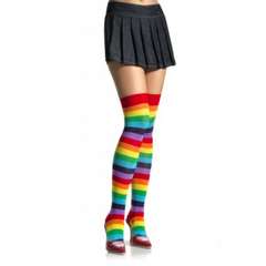 Spandex Rainbow Striped Thigh Highs