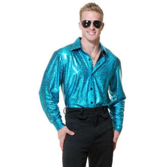 Purple Metallic Crocodile Skin Adult Disco Shirt