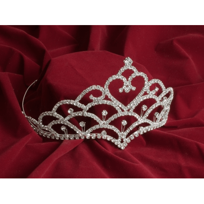 Silver Rhinestone Heart Tiara