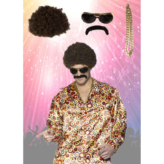 Disco Accessory Kit w/ Mustache, Chain, Sunglasses & Wig