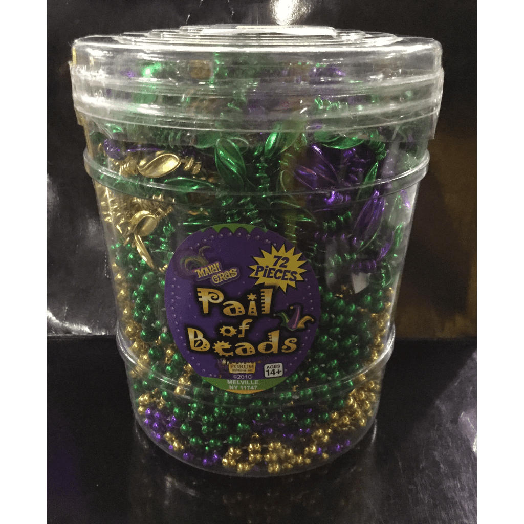 72 Piece Mardi Gras Bucket of Beads