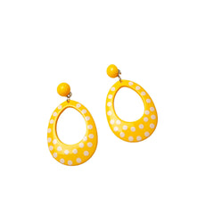 Polka Dot Oval Mod Clip On Earrings