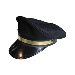 Black Military Hat with Adjustable Strap