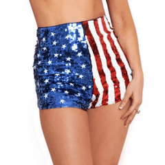 Stars & Stripes Sequin High Waisted Shorts