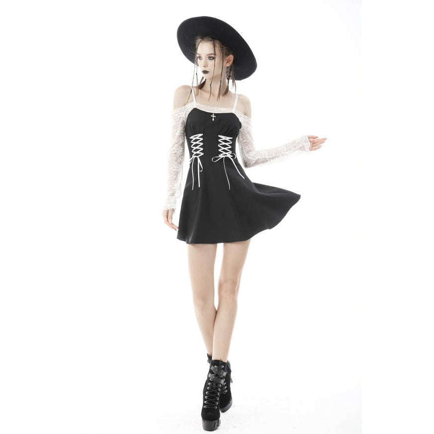 Princess Black Contrast White Lace Sexy Corset Dress