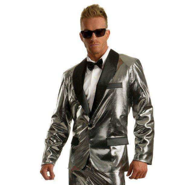 Metallic Silver Disco Ball Adult Tuxedo