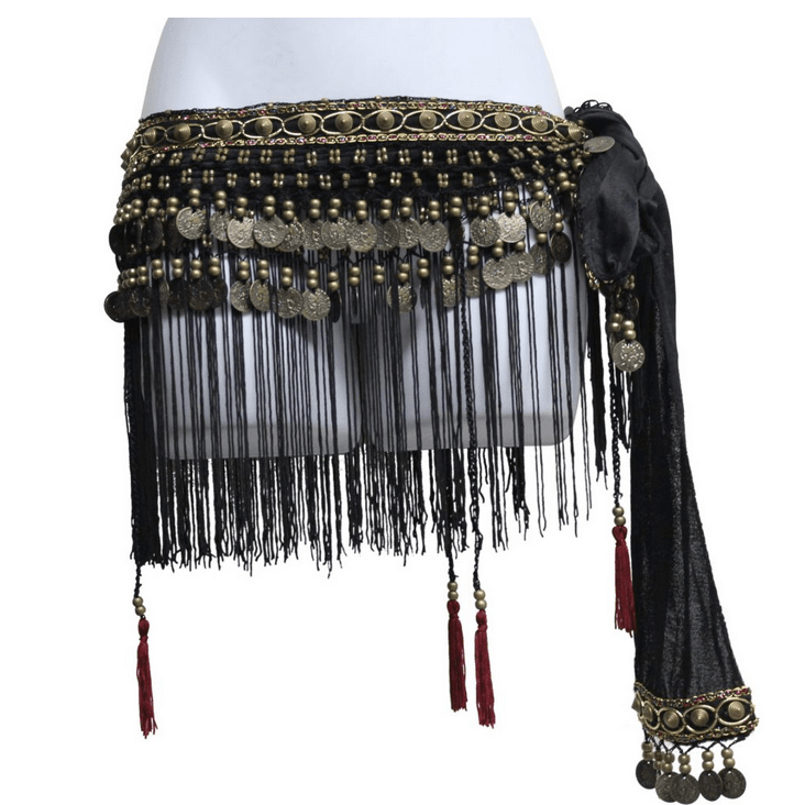 Black Velvet Scarf w/ Charms & Fringes