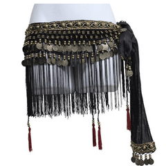 Black Velvet Scarf w/ Charms & Fringes