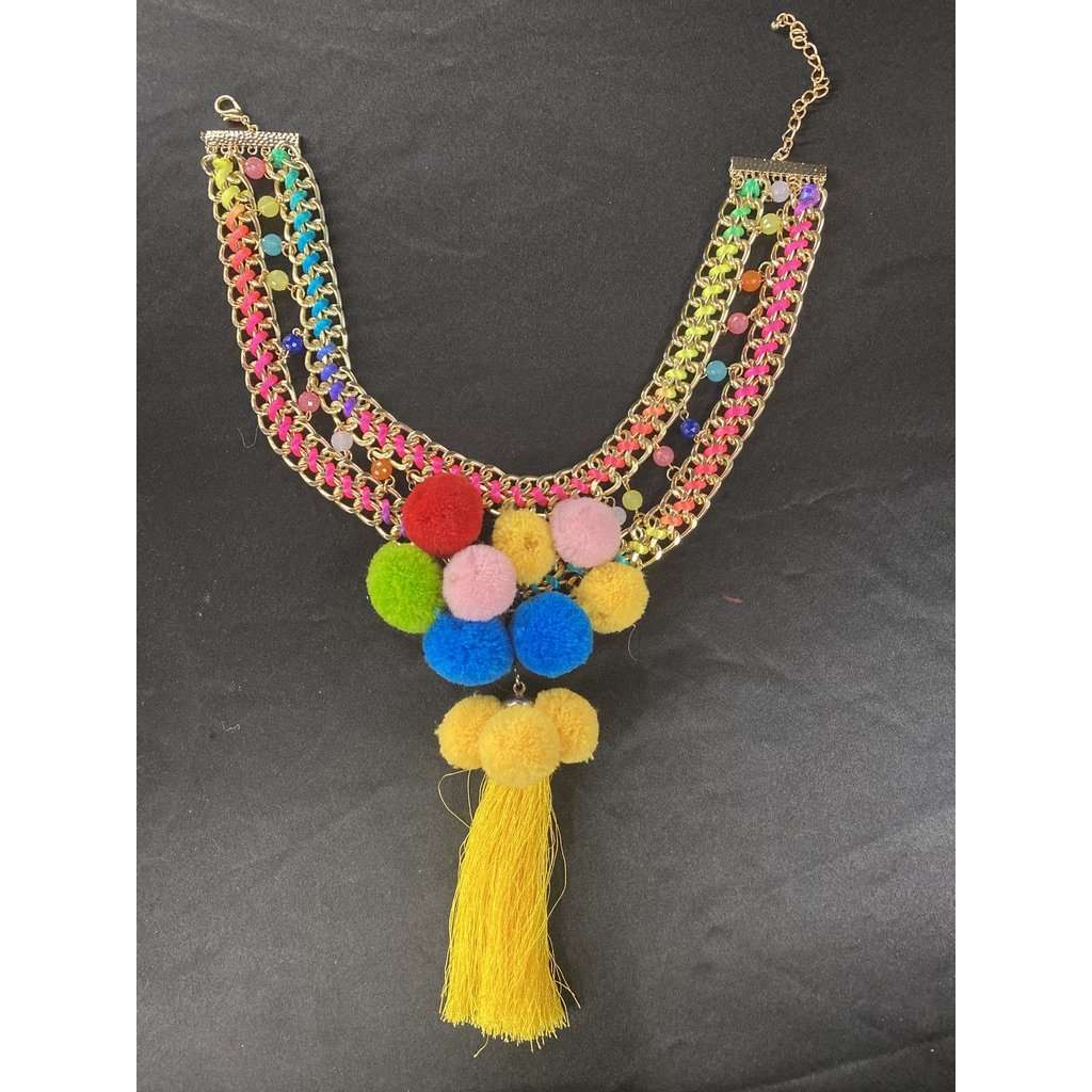 Rainbow Pom Pom Necklace