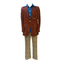 Deluxe Authentic Vintage 1970s Burgundy Leisure Suit Men's Costume