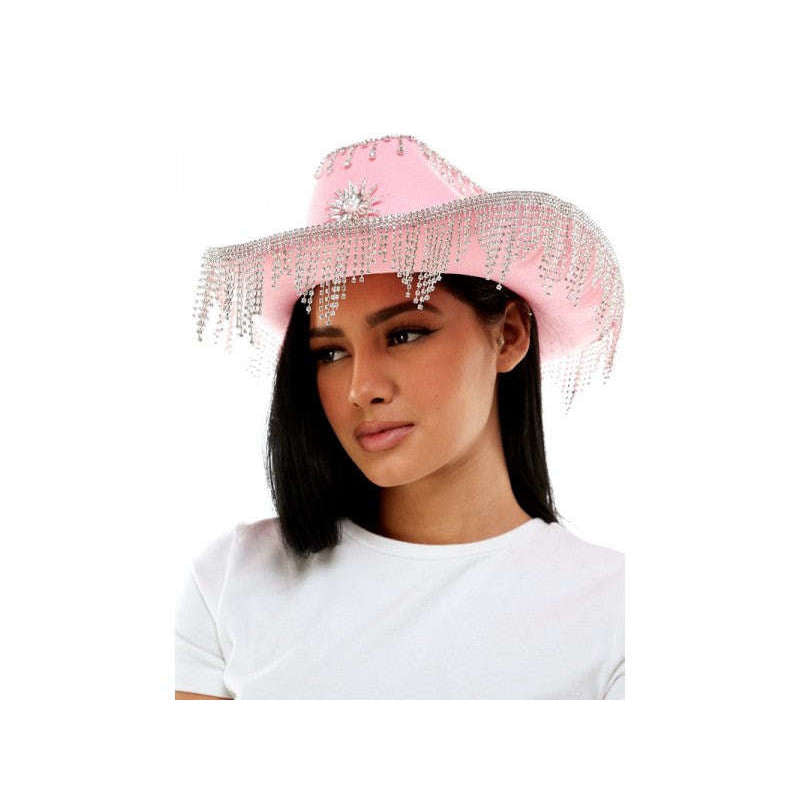 Premium Pink Rhinestone Cowboy Hat