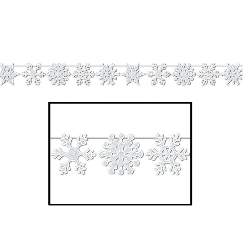 Glitter Snowflake Streamers Christmas Decorations