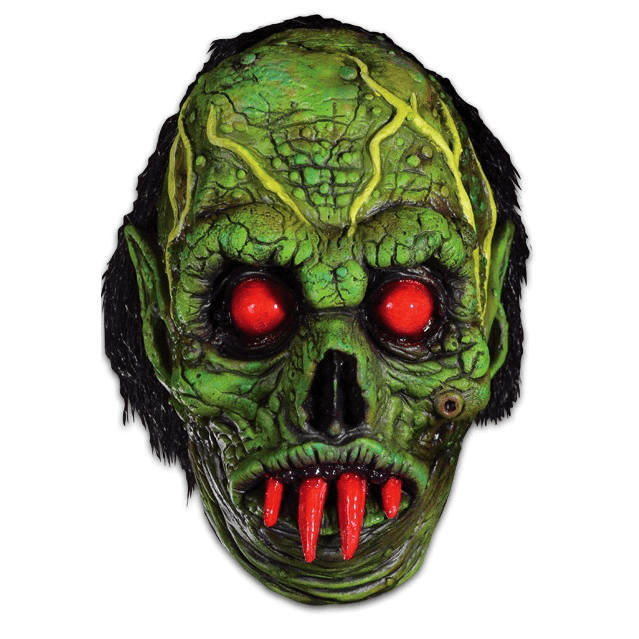 Horrifying Green Ghoul Mask with Red Eyes and Teeth