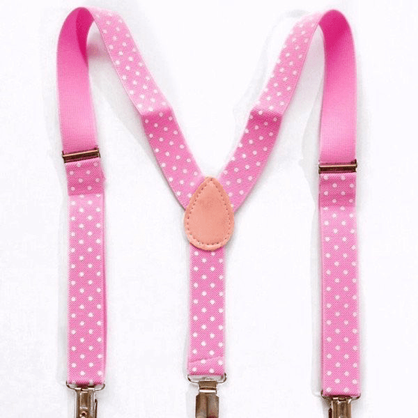 Light Pink White Polka Dot Suspenders