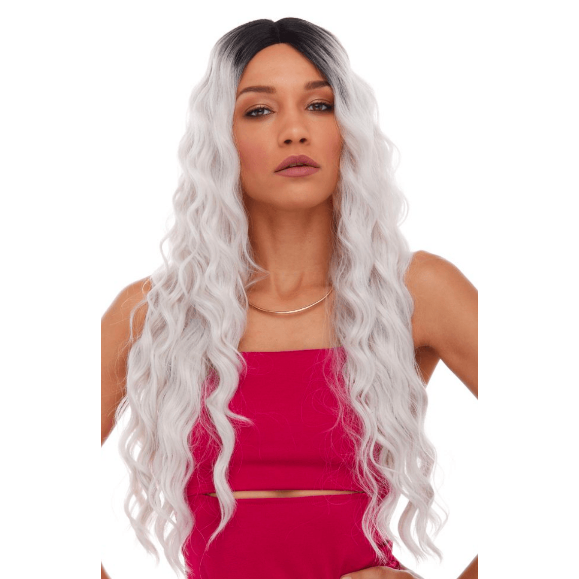 Celestial Silver Lacefront Wig with Dark Roots