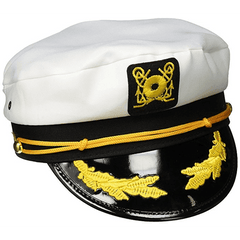 White Yacht Cap with Embroidered Bill