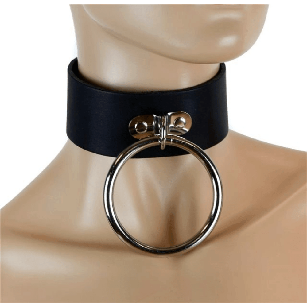 Large Leather Door Knocker Choker w 2 1/2" Ring