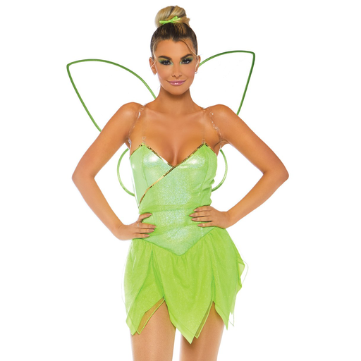 Pretty Pixie Green Shimmer Dress & Wings Adult Costume