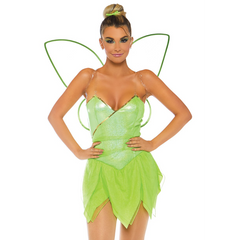 Pretty Pixie Green Shimmer Dress & Wings Adult Costume