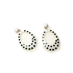 Polka Dot Oval Mod Clip On Earrings