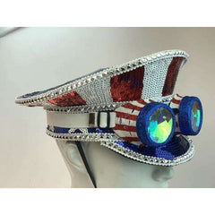 American Flag Sequin Fisherman Hat & Goggles