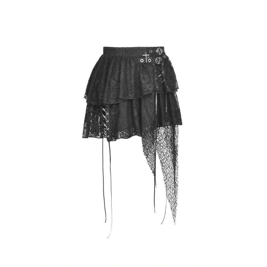 Tattered Lace Gothic Black Mini Skirt