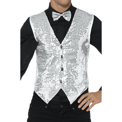 Sparkling Silver Sequin Vest