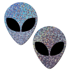 Silver Glitter Alien Nipple Pasties