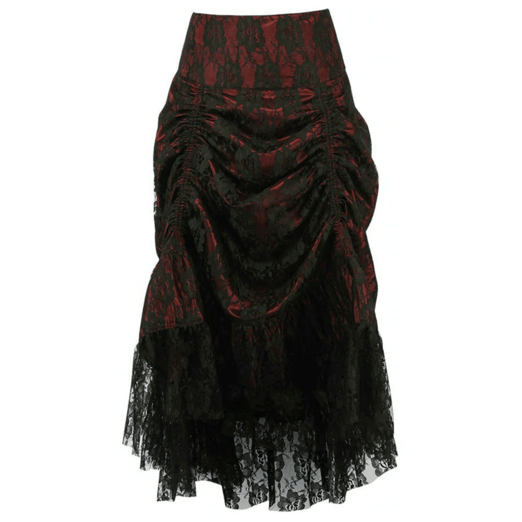 Black Lace Ruched Bustle Skirt