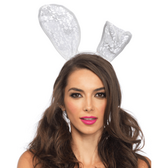 White Lace Bunny Ears Headband