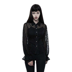 Steampunk Transparent Striped Black Blouse