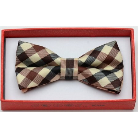 Kids Brown Plaid Bow Tie