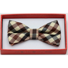 Kids Brown Plaid Bow Tie