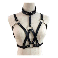 Leather Criss Cross Bralette and Choker