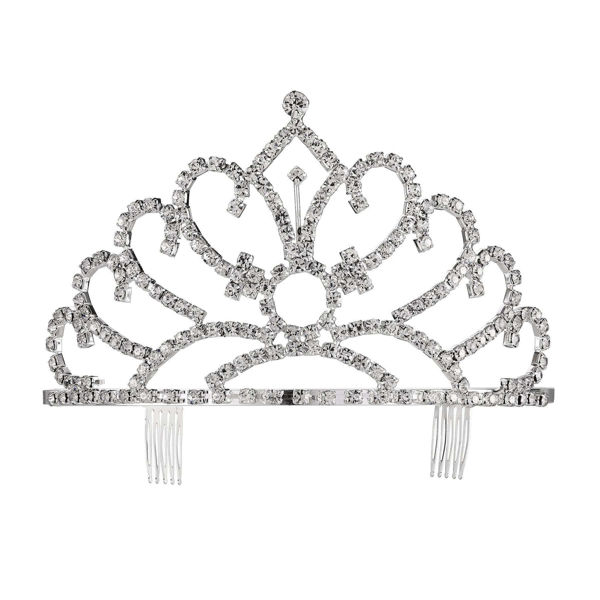 Rhinestone Pointed Princess Tiara - Silver